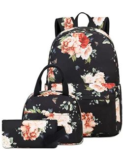 LEDAOU Backpack for Girls School Bag Kids Bookbag Teen Backpack Set Daypack with Lunch Bag and Pencil Case