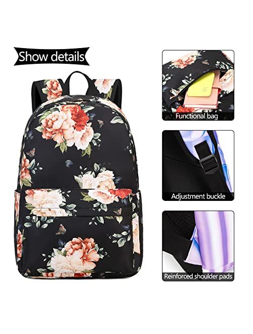 LEDAOU Backpack for Girls School Bag Kids Bookbag Teen Backpack Set Daypack with Lunch Bag and Pencil Case