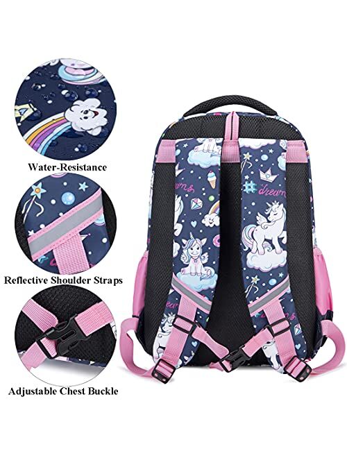 Meisohua School Backpacks Girls Unicorn Backpack with Lunch Bag and Pencil Case Kids 3 in 1 Bookbags School Bag Set