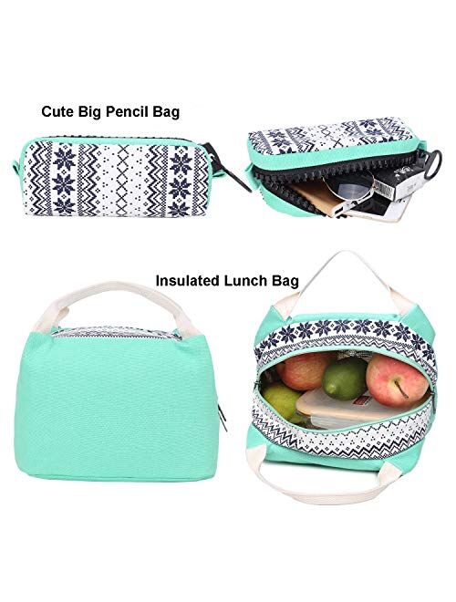 CAMTOP School Backpack Set Girls School bookbag with Lunch Box Teens Girls Schoolbag with laptop compartment Travel Backpacks (Y0094-3 Pink)