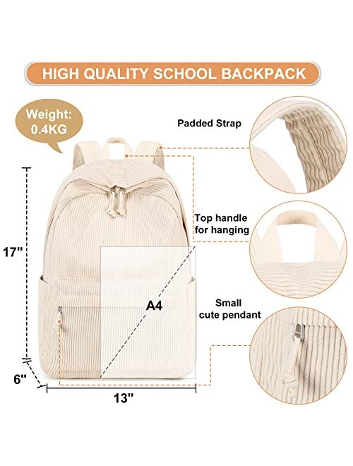 BTOOP School Backpacks for Teen Girls Bookbags Lightweight Canvas Backpack Schoolbag Set