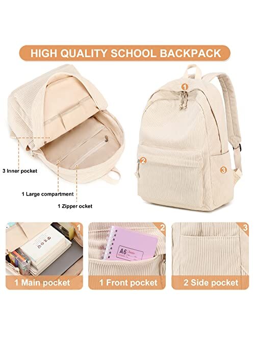 BTOOP School Backpacks for Teen Girls Bookbags Lightweight Canvas Backpack Schoolbag Set