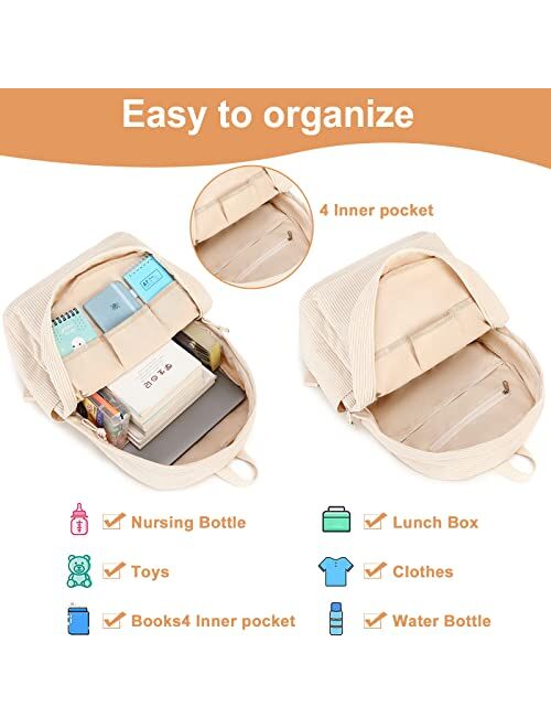 BTOOP School Backpacks for Teen Girls Bookbags Lightweight Canvas Backpack Schoolbag Set