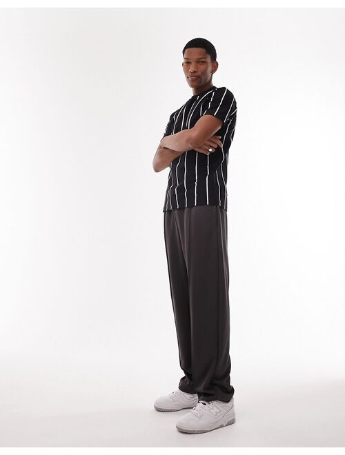 Topman classic t-shirt with vertical stripe in black