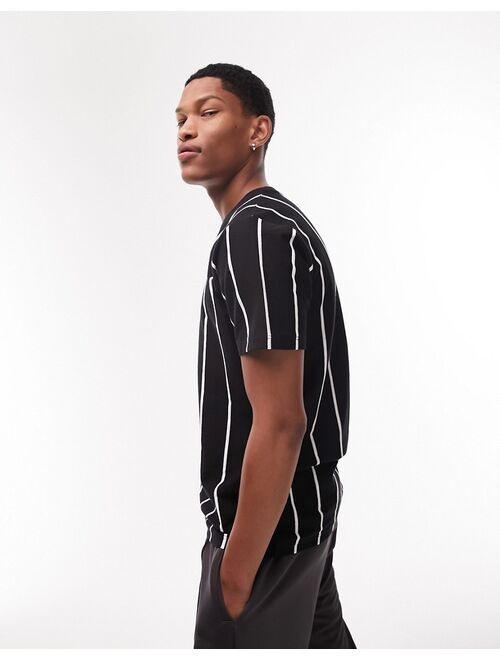 Topman classic t-shirt with vertical stripe in black