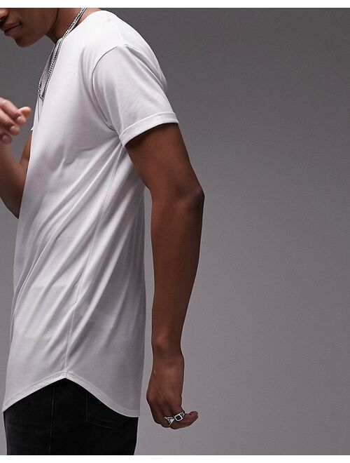 Topman skinny longline t-shirt in white