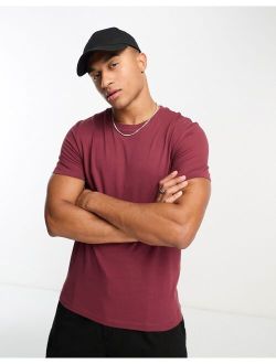 t-shirt with crew neck in burgundy