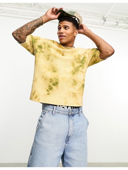 ASOS DESIGN oversized waffle t-shirt in brown and beige tie dye