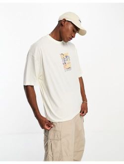 oversized T-shirt in off white back front scenic print
