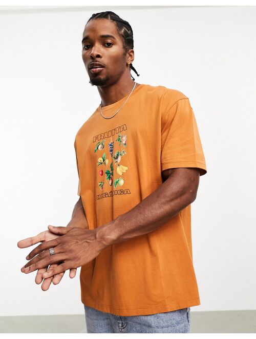 ASOS DESIGN relaxed T-shirt in burnt orange with fruit front print