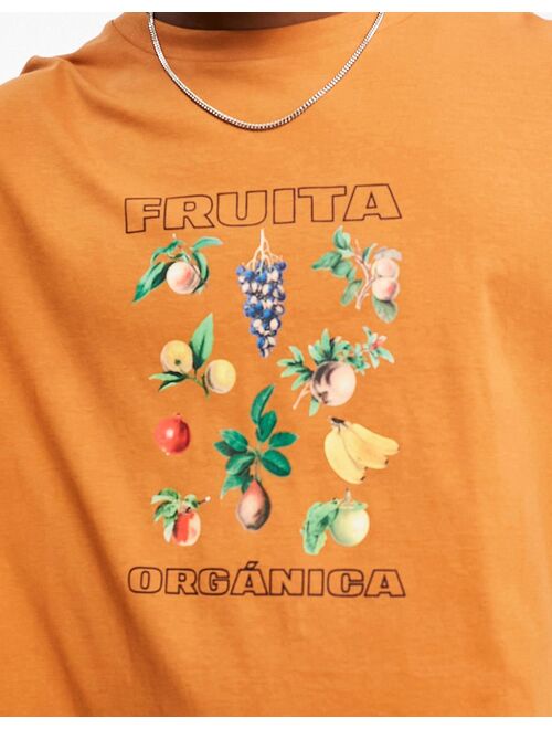 ASOS DESIGN relaxed T-shirt in burnt orange with fruit front print