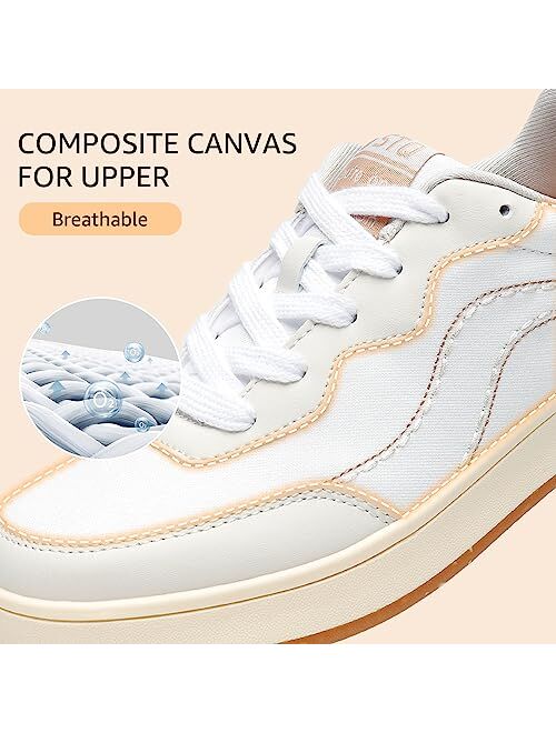 STQ Canvas Shoes for Women Lace Up Tennis Shoes Non Slip Comfortable Walking Sneakers