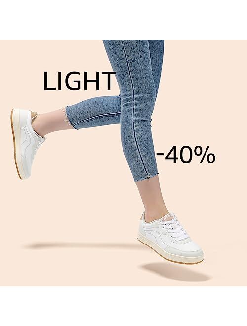 STQ Canvas Shoes for Women Lace Up Tennis Shoes Non Slip Comfortable Walking Sneakers