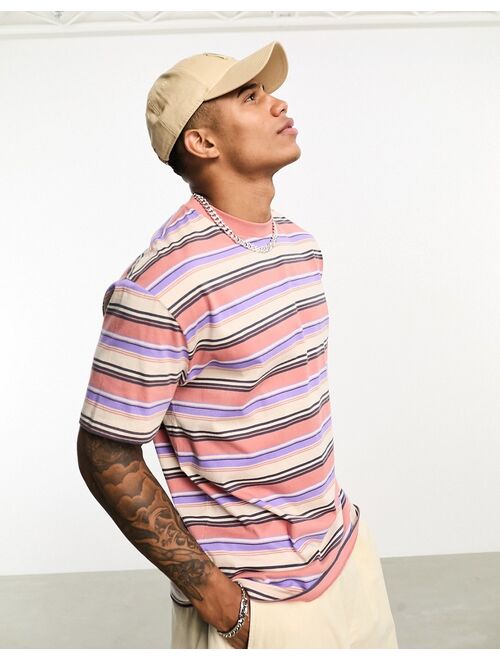 ASOS DESIGN relaxed t-shirt in multi stripe