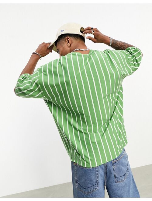 ASOS DESIGN oversized t-shirt in green and white stripe