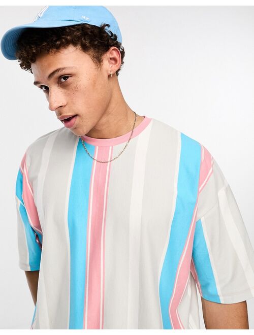 ASOS DESIGN oversized T-shirt in multi vertical stripe