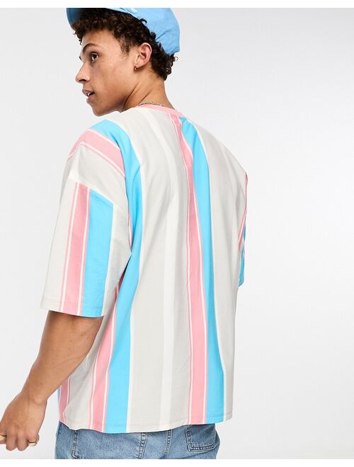 ASOS DESIGN oversized T-shirt in multi vertical stripe