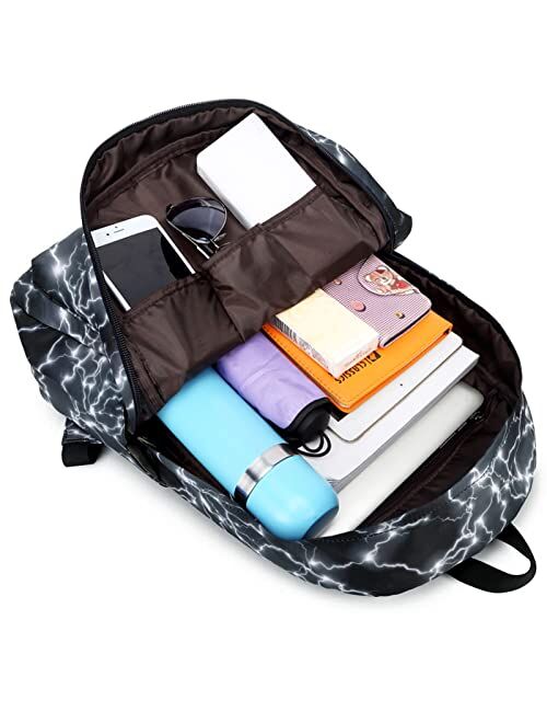Joyfulife Starry Blue Kids Backpack for School Boys Girls Primary Backpack Lightning Bookbags Travel Laptop Backpack Daypacks