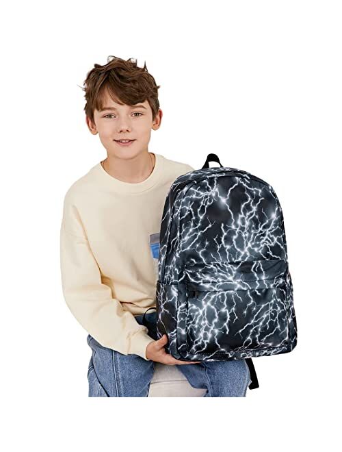 Joyfulife Starry Blue Kids Backpack for School Boys Girls Primary Backpack Lightning Bookbags Travel Laptop Backpack Daypacks