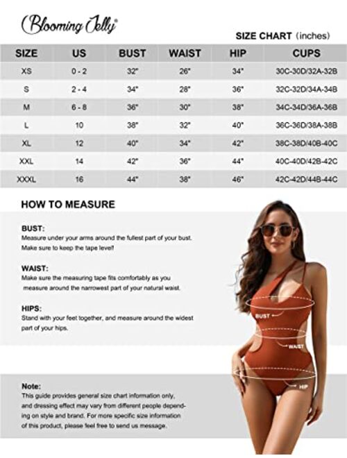Blooming Jelly Womens One Shoulder Swimsuits Sexy One Piece Cutout Bathing Suit High Cut Cheeky Thong Monokini Swimwear