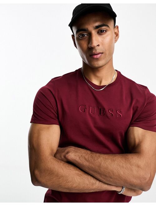 Guess Originals t-shirt with chest triangle logo in burgundy