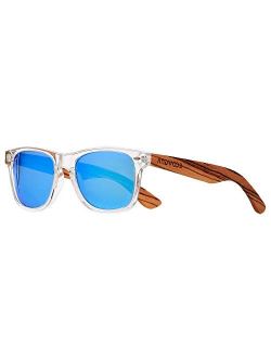 ANDWOOD Wood Sunglasses Polarized for Men Women Uv Protection Wooden Bamboo Frame Mirrored Sun Glasses