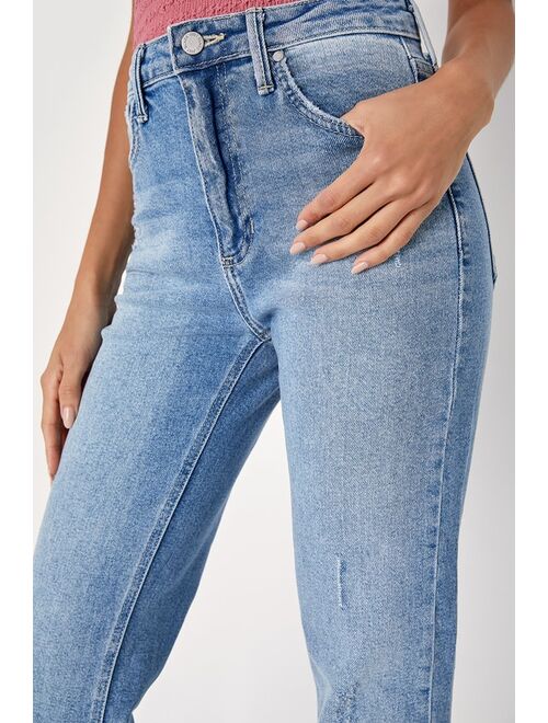 Just Black Cool Girl Style Light Wash Straight Leg High-Waisted Jeans