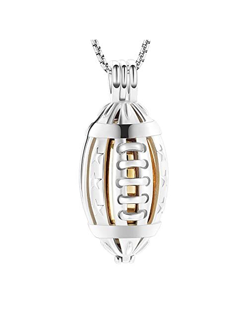 Oinsi American Football Cremation Locket Necklace For Ashes Of Loved Ones Stainless Steel Memorial Urn Jewelry Women Men Keepsake Fashion Necklace