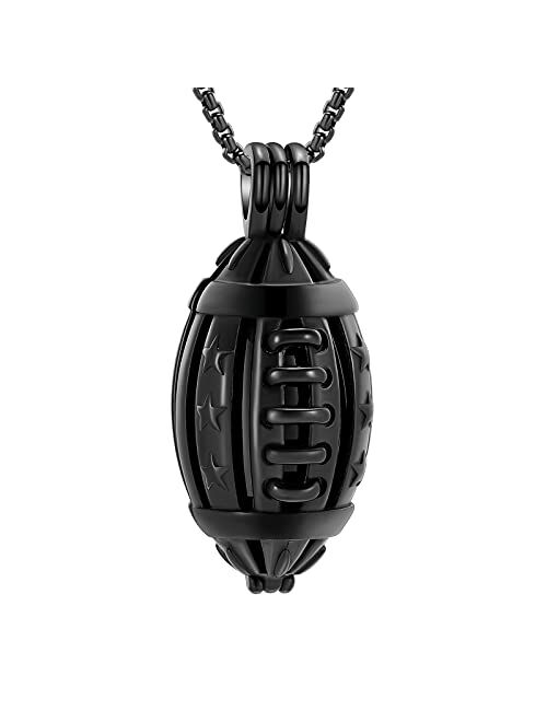 Oinsi American Football Cremation Locket Necklace For Ashes Of Loved Ones Stainless Steel Memorial Urn Jewelry Women Men Keepsake Fashion Necklace