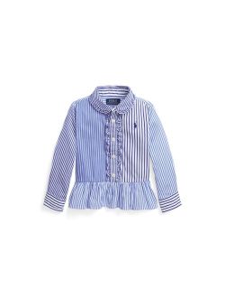 Toddler and Little Girls Striped Cotton Peplum Fun Shirt
