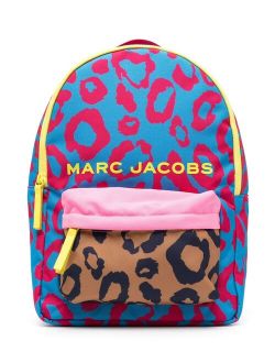 Kids leopard-print colourblock backpack