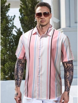 Manfinity Homme Men Plus Striped Print Shirt