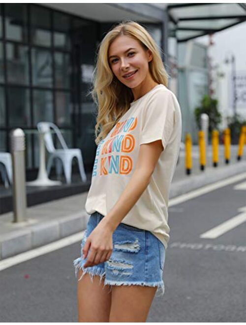 Blooming Jelly Women's Be Kind Shirt Short Sleeve Graphic Tees Loose Fit Tshirts Cute Casual Summer Tops Teacher Shirts