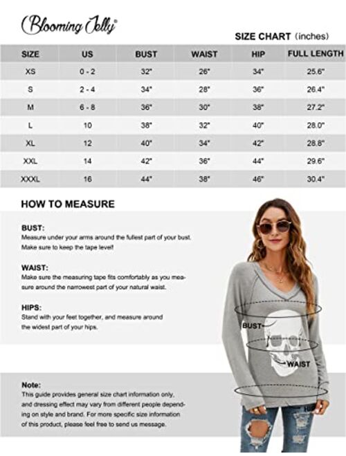 Blooming Jelly Women's Skull Shirts Skeleton Graphic Tees V Neck T Shirts Long Sleeve Blouses Casual Fall Tunic Tops