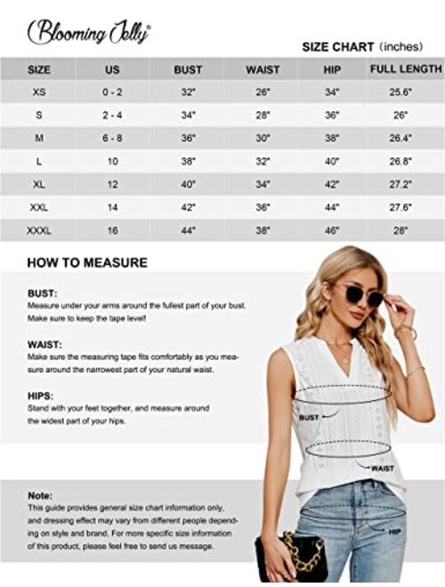Blooming Jelly Women's Casual Tank Tops Flowy Loose Fit Tunic Tops V Neck Sleeveless Blouses Summer White Shirts