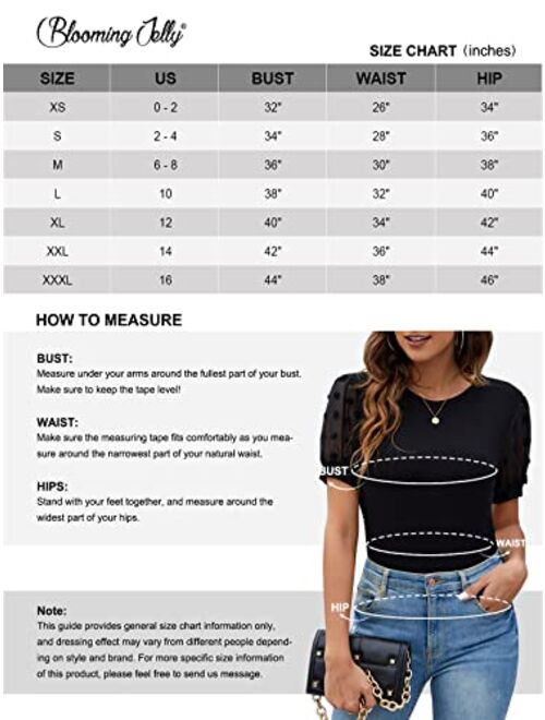 Blooming Jelly Womens Short Sleeve Blouse Business Casual Dressy Tops Ribbed Summer Stylish Work Shirts