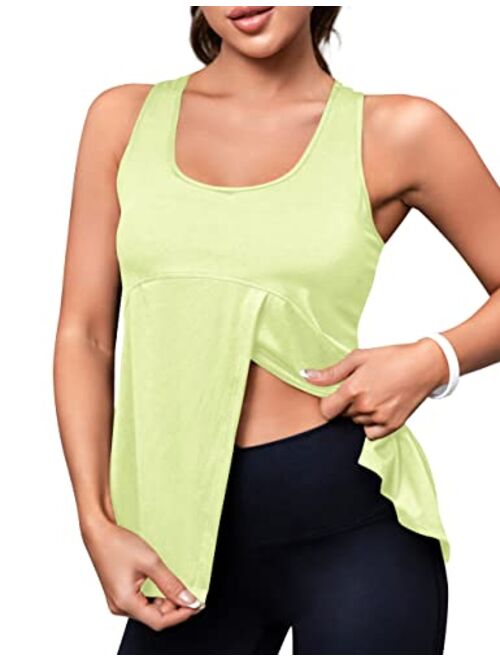 Blooming Jelly Womens Workout Tank Tops Racer Back Built in Bra Tops Sports Running Gym Athletic Shirts