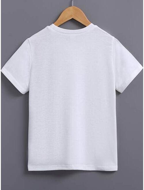 SHEIN Kids SPRTY Boys Colorblock Patched Pocket Tee