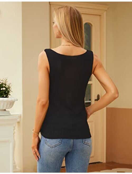 Blooming Jelly Summer Tank Tops for Women Sleeveless Crochet Tops Loose Fit V Neck Casual Shirts