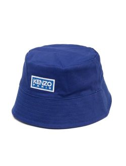 Kids logo-patch cotton bucket hat