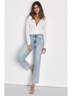 Pacifica Light Wash High Rise Straight Leg Jeans