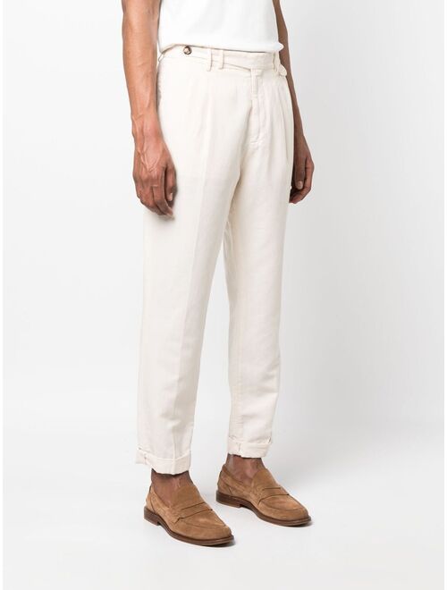 Brunello Cucinelli pleated cotton tapered trousers