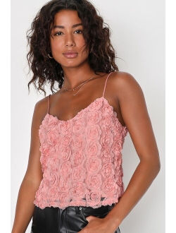 Adorable Charm Black 3D Rosette Cami Top