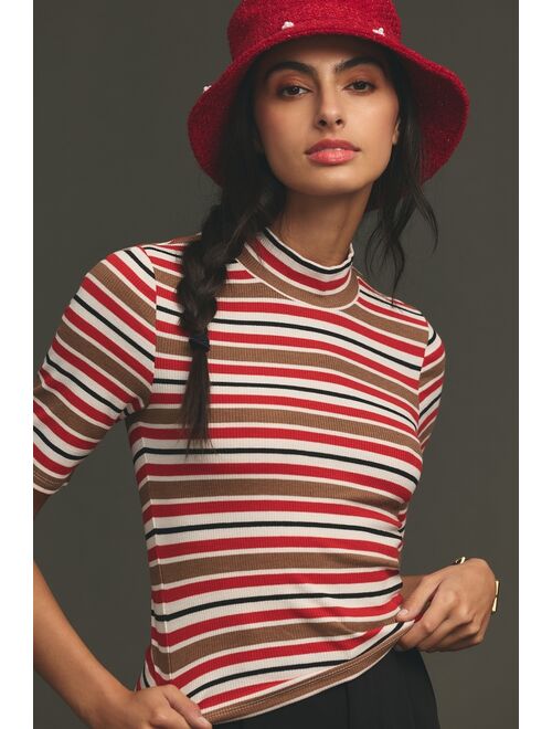 Maeve Mock-Neck Half-Sleeve Tee