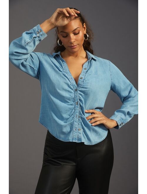 Anthropologie Cloth & Stone Shirred Buttondown Shirt