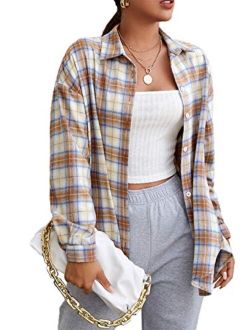 Women's Plaid Shirts Oversized Flannels Shacket Jacket