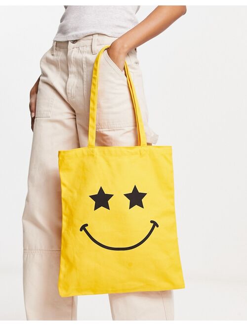 Skinnydip London smile tote bag in yellow