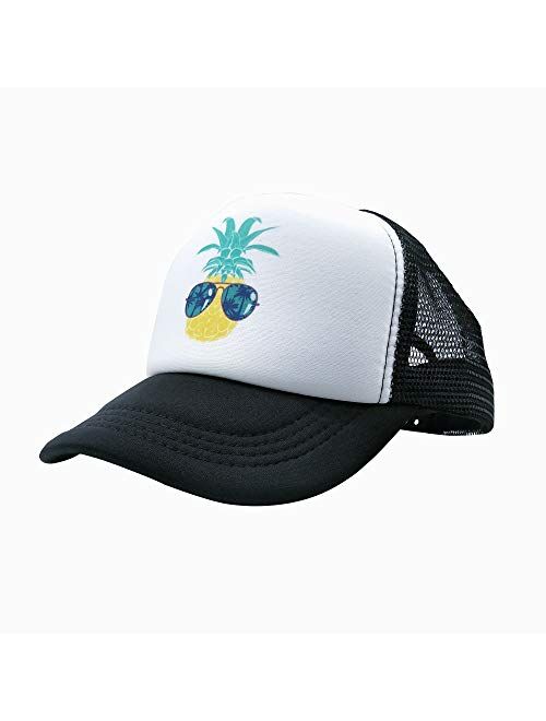 Waldeal Funny Pineapple with Glasses Trucker Mesh Hat, Adjustable Baseball Cap for Big Boy Girl