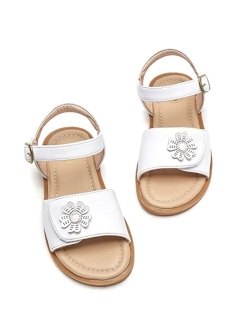 Girls Glitter Sandals Open Toe Cute Flower Soft Princess Flats Dress Sandals Summer Shoes for Toddler Little Kid Big Kid