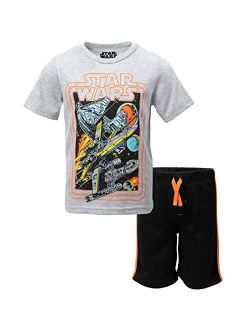 Darth Vader Stormtrooper Millenium Falcon Mesh Graphic T-Shirt and Shorts Outfit Set Little Kid to Big Kid